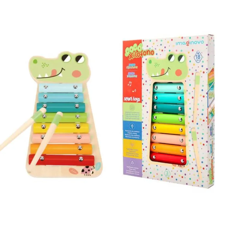 JUEGO INFANTIL IMAGINOVO MADERA XILOFONO INSTRUMENTO MUSICAL COCODRILO +18 MESES 28X14,8X2,5CM