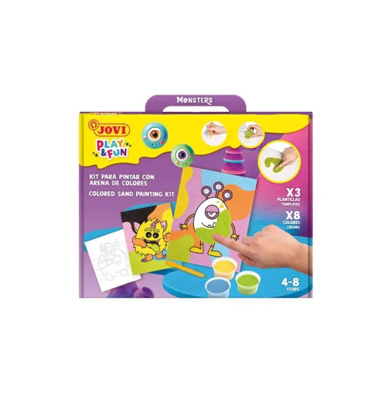 JUEGO JOVI PLAY&FUN PINTA CON ARENA DE COLORES MONSTRUOS DIVERTIDOS