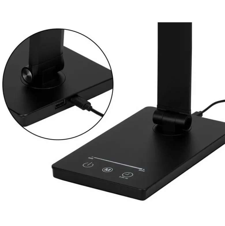 LAMPARA DE ESCRITORIO Q-CONNECT VEGA LED 10W 400 LM TACTIL 5 NIVELES DE COLOR BRILLO REGULABLE COLOR NEGRO
