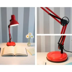 LAMPARA DE ESCRITORIO Q-CONNECT POLARIS METALICA CONINTERRUPTOR BRAZO DOBLE 3 ARTICULACIONES COLOR ROJO