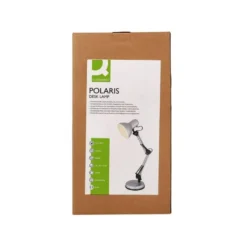 LAMPARA DE ESCRITORIO Q-CONNECT POLARIS METALICA CONINTERRUPTOR BRAZO DOBLE 3 ARTICULACIONES COLOR PLATA