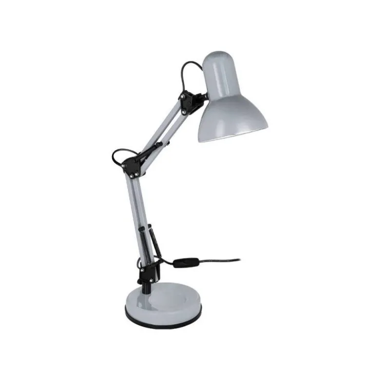 LAMPARA DE ESCRITORIO Q-CONNECT POLARIS METALICA CONINTERRUPTOR BRAZO DOBLE 3 ARTICULACIONES COLOR PLATA