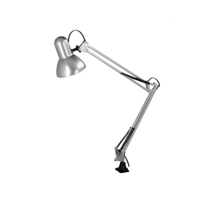 LAMPARA DE ESCRITORIO Q-CONNECT ANTARES METALICA CONPINZA INTERRUPTOR BRAZO DOBLE 3 ARTICULACIONES COLOR PLATA