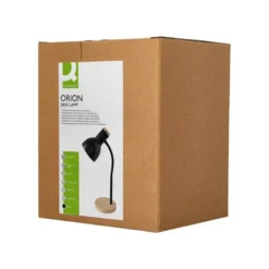 LAMPARA DE ESCRITORIO Q-CONNECT ORION METALICA CON DETALLES DE MADERA BRAZO FLEXIBLE COLOR NEGRO