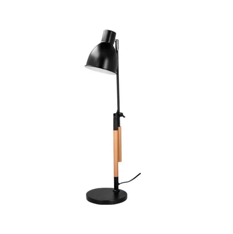 LAMPARA DE ESCRITORIO Q-CONNECT DENEB METALICA CON DETALLES DE MADERA INTERRUPTOR2 ARTICULACIONES COLOR NEGRO