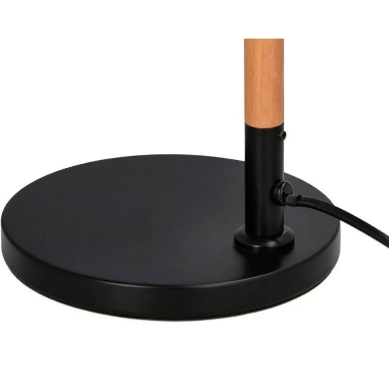 LAMPARA DE ESCRITORIO Q-CONNECT DENEB METALICA CON DETALLES DE MADERA INTERRUPTOR2 ARTICULACIONES COLOR NEGRO