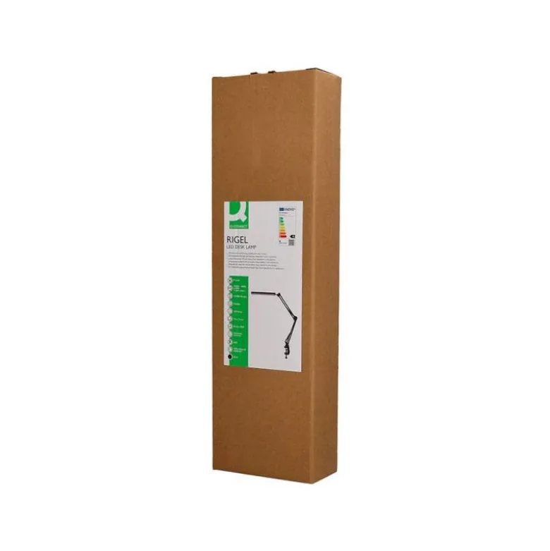 LAMPARA DE ESCRITORIO Q-CONNECT RIGEL LED 8W 320 LM ALUMINIO CON PINZA BRAZO DOBLE3 ARTICULACIONES COLOR NEGRO