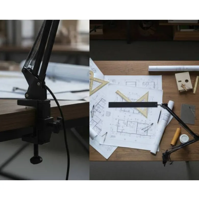 LAMPARA DE ESCRITORIO Q-CONNECT RIGEL LED 8W 320 LM ALUMINIO CON PINZA BRAZO DOBLE3 ARTICULACIONES COLOR NEGRO