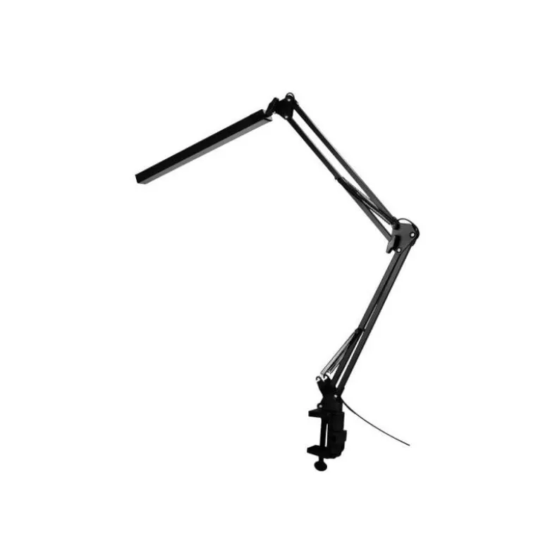LAMPARA DE ESCRITORIO Q-CONNECT RIGEL LED 8W 320 LM ALUMINIO CON PINZA BRAZO DOBLE3 ARTICULACIONES COLOR NEGRO
