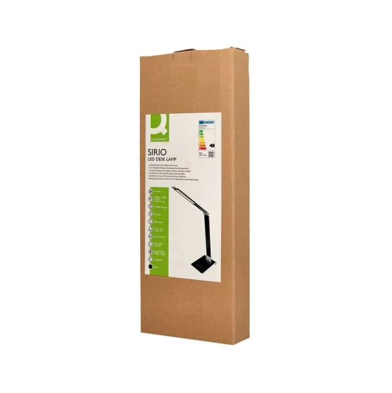 LAMPARA DE ESCRITORIO Q-CONNECT SIRIO LED 13W 800 LMTACTIL 3 NIVELES DE COLOR BRILLO REGULABLE COLOR NEGRO