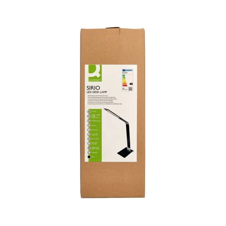 LAMPARA DE ESCRITORIO Q-CONNECT SIRIO LED 13W 800 LMTACTIL 3 NIVELES DE COLOR BRILLO REGULABLE COLOR NEGRO