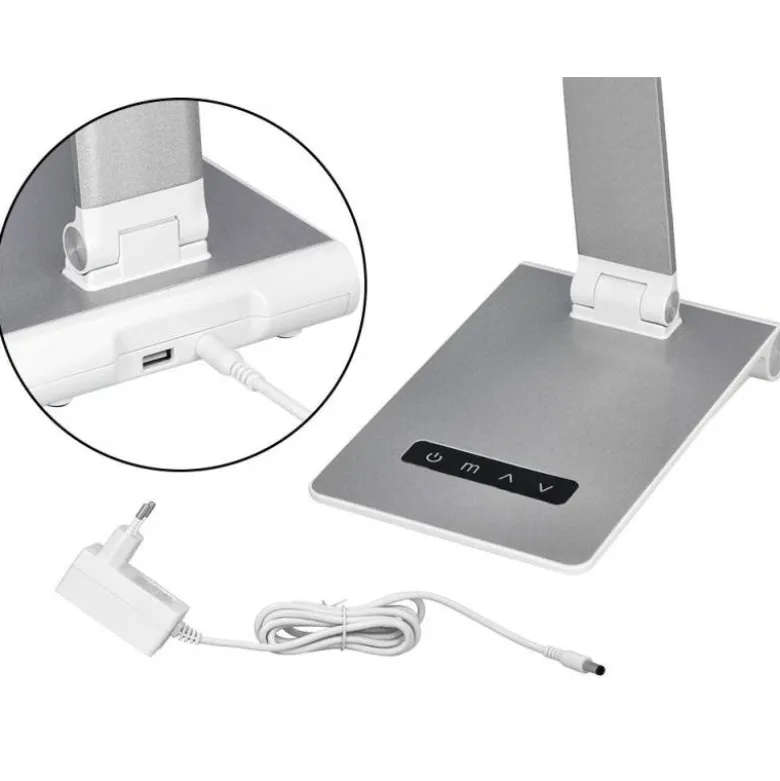 LAMPARA DE ESCRITORIO Q-CONNECT SIRIO LED 13W 800 LMTACTIL 3 NIVELES DE COLOR BRILLO REGULABLE COLOR PLATA