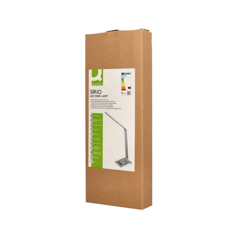 LAMPARA DE ESCRITORIO Q-CONNECT SIRIO LED 13W 800 LMTACTIL 3 NIVELES DE COLOR BRILLO REGULABLE COLOR PLATA