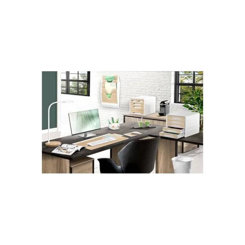 LAMPARA DE OFICINA CEP SILVA FLEX BASE BAMBU 160X160X600 MM