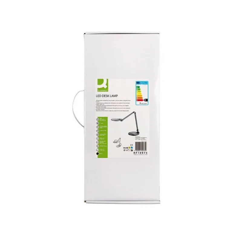 LAMPARA DE OFICINA Q-CONNECT SOBREMESA PROFESIONAL ALUMINIO 9W 120 LED CARGADOR MOVIL COLOR NEGRO