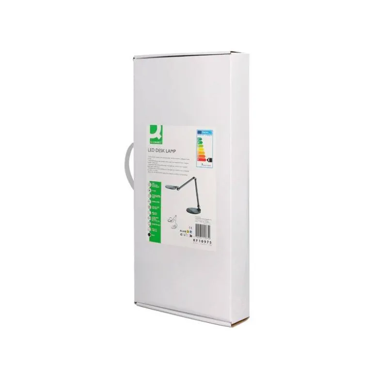 LAMPARA DE OFICINA Q-CONNECT SOBREMESA PROFESIONAL ALUMINIO 9W 120 LED CARGADOR MOVIL COLOR NEGRO
