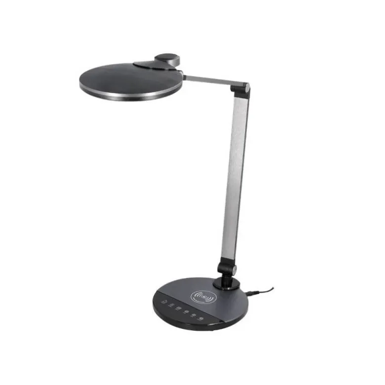 LAMPARA DE OFICINA Q-CONNECT SOBREMESA PROFESIONAL ALUMINIO 9W 120 LED CARGADOR MOVIL COLOR NEGRO