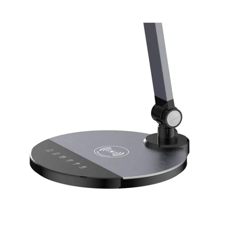 LAMPARA DE OFICINA Q-CONNECT SOBREMESA PROFESIONAL ALUMINIO 9W 120 LED CARGADOR MOVIL COLOR NEGRO