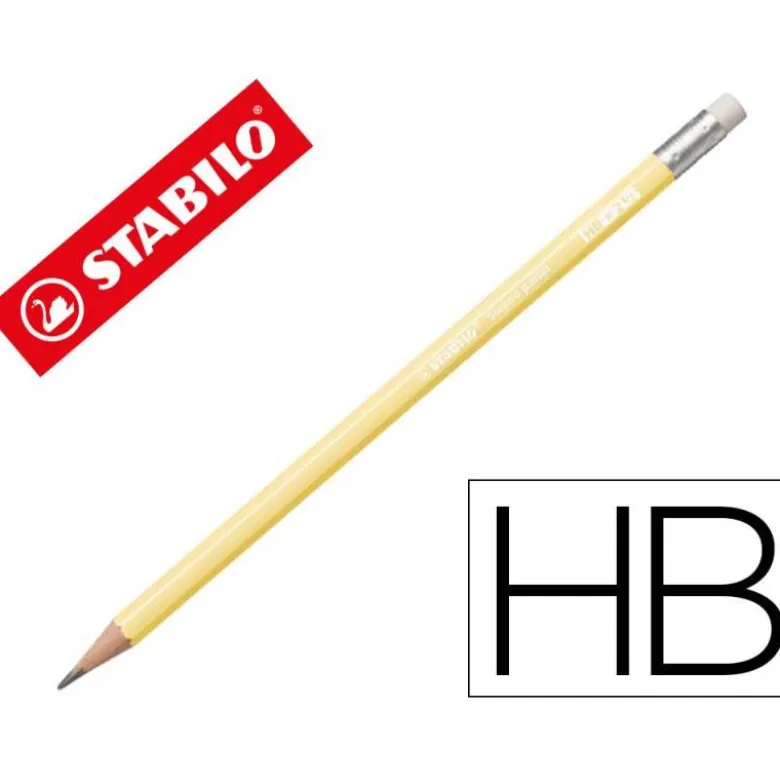LAPICES DE GRAFITO CON GOMA STABILO SWANO MINA 2,2 MM DUREZA HB AMARILLO PASTEL