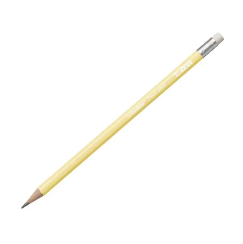 LAPICES DE GRAFITO CON GOMA STABILO SWANO MINA 2,2 MM DUREZA HB AMARILLO PASTEL