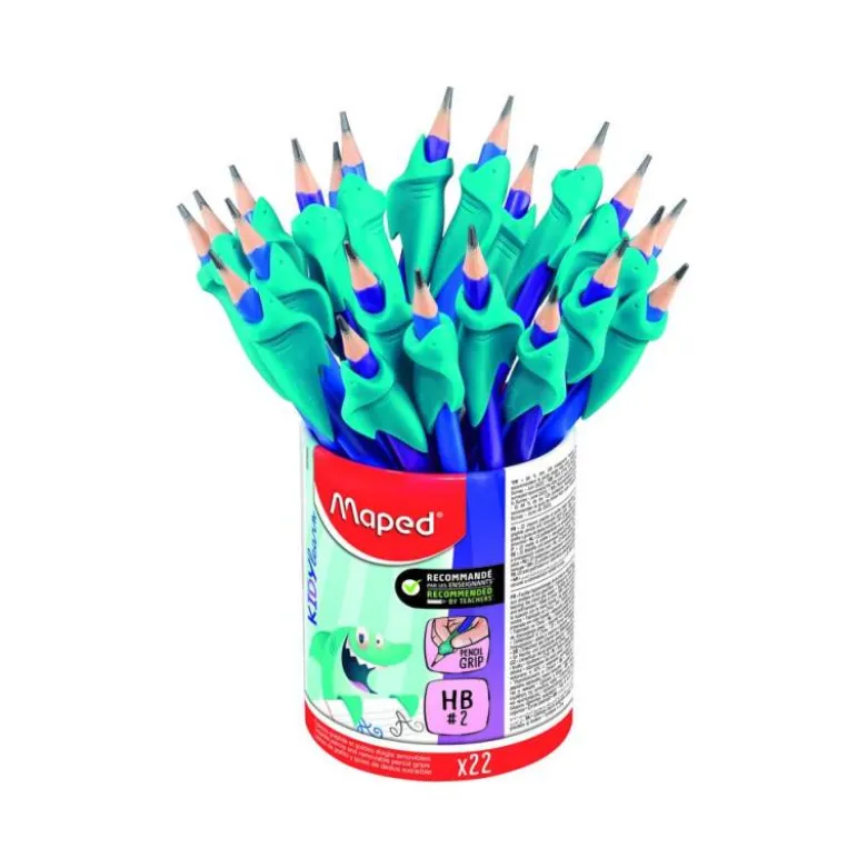 LAPICES DE GRAFITO MAPED HB CON GOMA BORRAR + ADAPTADOR ERGONOMICO CUBILETE DE 22 UNIDADES