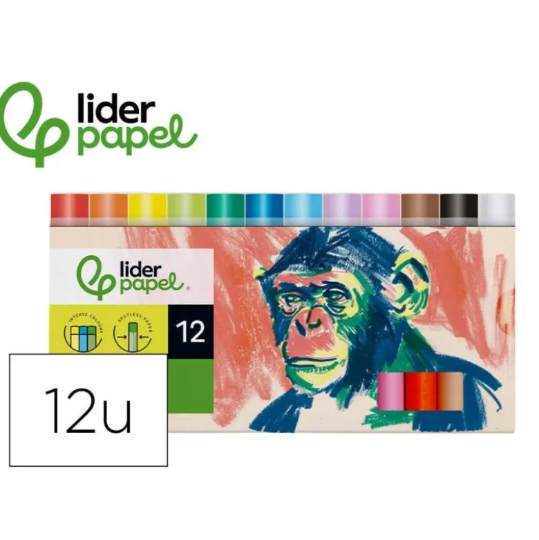 LAPICES CERA BLANDA LIDERPAPEL REDONDA CAJA DE 12 UNIDADES COLORES SURTIDOS