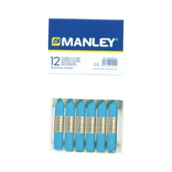 Lapices cera blanda Manley caja 12 unidades azul celeste