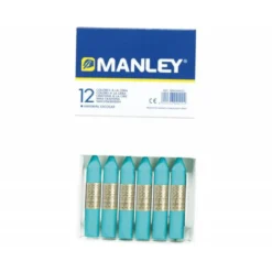 Lapices cera blanda Manley caja 12 unidades azul turquesa