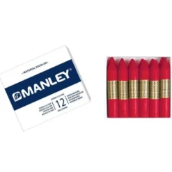 Lapices cera blanda Manley caja 12 unidades carmin permanente