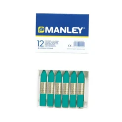 Lapices cera blanda Manley caja 12 unidades verde azulado