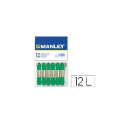 Lapices cera blanda Manley caja 12 unidades verde natural