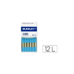 Lapices cera blanda Manley caja 12 unidades celeste claro