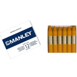 Lapices cera blanda Manley caja 12 unidades ocre madera