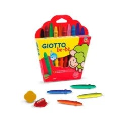 Lapices cera Giotto be-be caja de 10 unidades colores surtidos y sacapuntas