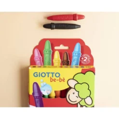 Lapices cera Giotto be-be caja de 10 unidades colores surtidos y sacapuntas