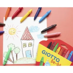 Lapices cera Giotto be-be caja de 10 unidades colores surtidos y sacapuntas