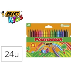 Lapices cera Plastidecor caja de 24 unidades colores surtidos