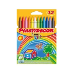 Lapices cera Plastidecor caja de 12 unidades colores surtidos