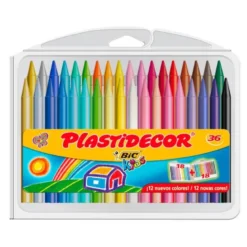 Lapices cera Plastidecor caja de 36 unidades colores surtidos