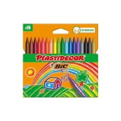 Lapices cera Plastidecor caja de 18 unidades colores surtidos