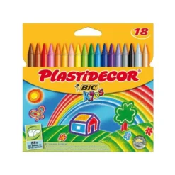 Lapices cera Plastidecor caja de 18 unidades colores surtidos