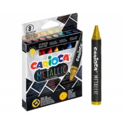 LAPICES DE CERA CARIOCA METALLIC TRIANGULAR CAJA DE 8 COLORES SURTIDOS