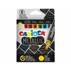 LAPICES DE CERA CARIOCA METALLIC TRIANGULAR CAJA DE 8 COLORES SURTIDOS