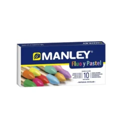 Lapices de Cera Manley Colores Surtidos fluor y pastel Caja de 10 colores