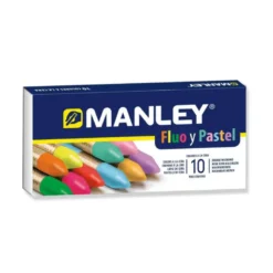 Lapices de Cera Manley Colores Surtidos fluor y pastel Caja de 10 colores