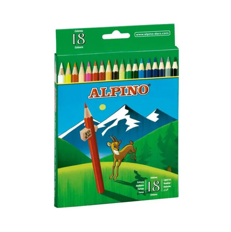 Lapices de Colores Alpino Hexagonales Caja 18 lapices largos
