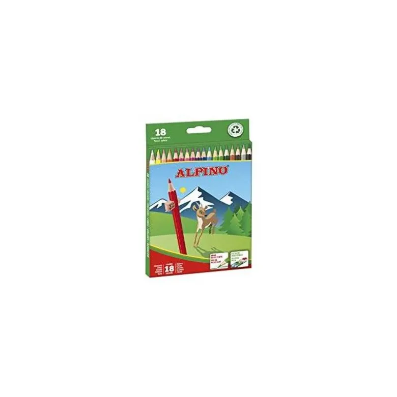 Lapices de Colores Alpino Hexagonales Caja 18 lapices largos