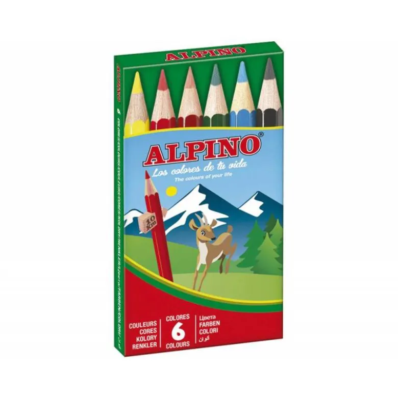 Lapices de Colores Alpino Hexagonales Caja 6 lapices Cortos