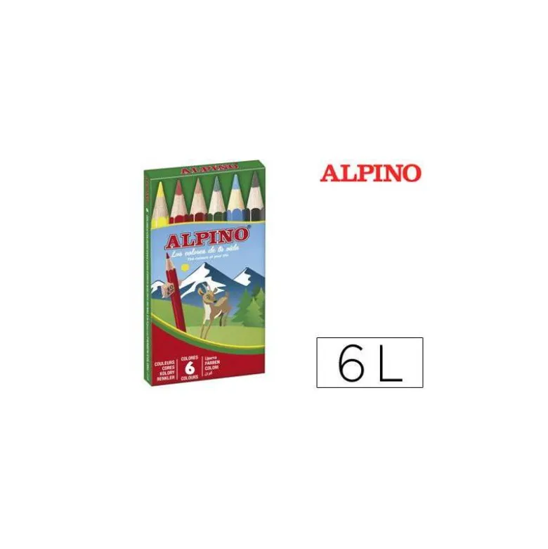 Lapices de Colores Alpino Hexagonales Caja 6 lapices Cortos