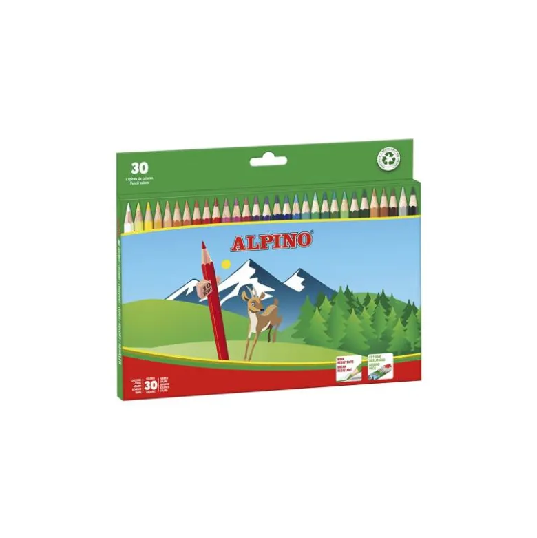 Lapices de Colores Alpino Hexagonales Caja 30 lapices largos